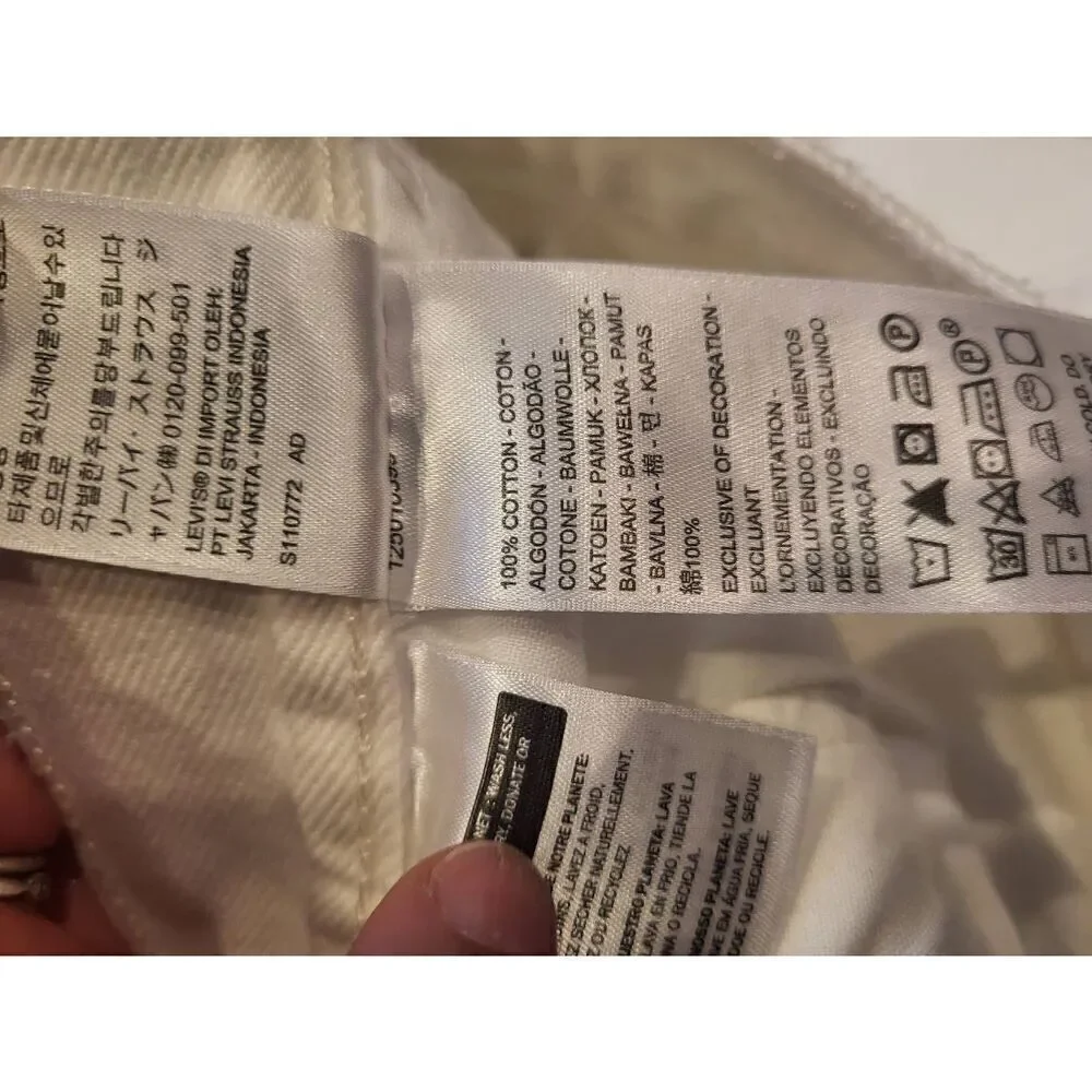 Levi's Jeans Women's 29 White Original 501 Button Fly High Rise Destructed